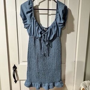 Smocked blue mini dress size medium